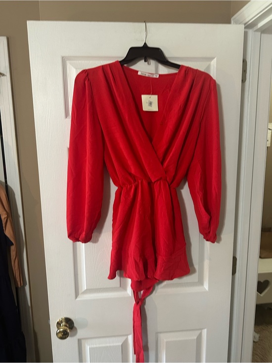 Fraiche By J Pants - Red Wrap Romper